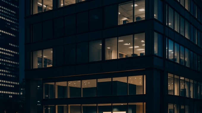 Abstract banking icon over dark gradient background