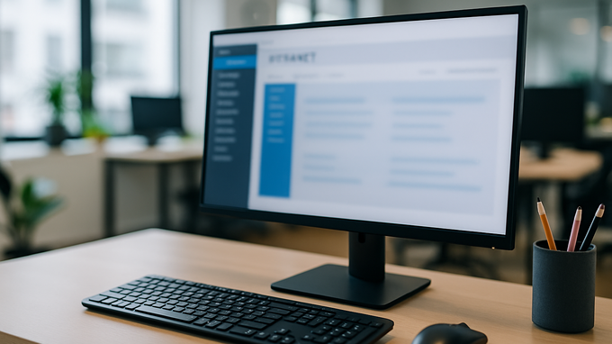 Abstract intranets-operations-portals icon over dark gradient background